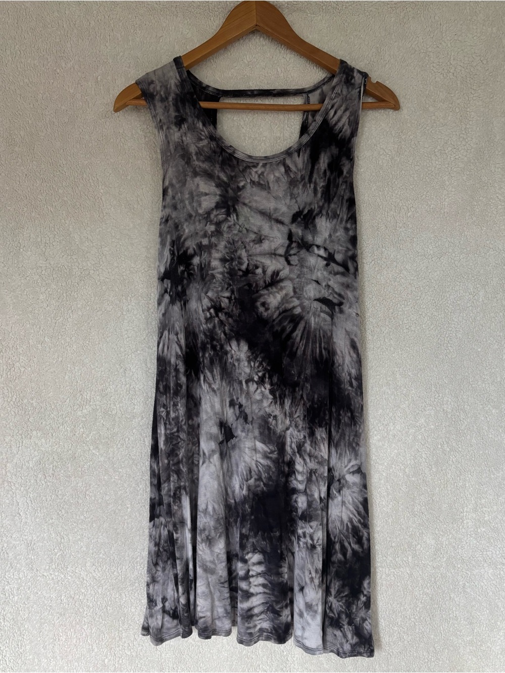 Espresso Black & Gray Tie-Dye Mini Dress / Long Tank β M
